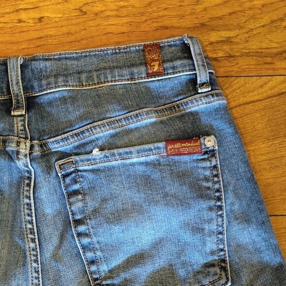 7 For All Mankind b(air) Edie High Waist Straight Leg Frayed Hem Jeans Size 31 - Picture 9 of 15